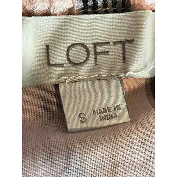 Loft Blouse Womens 6 Peach Off The Shoulder Striped Floral Ruffle Top Casual - Picture 2 of 8